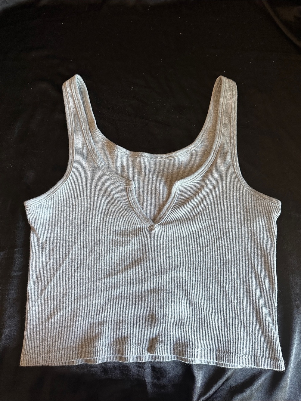 Brandy Melville Light Gray Ribbed Tank with Notch Neck